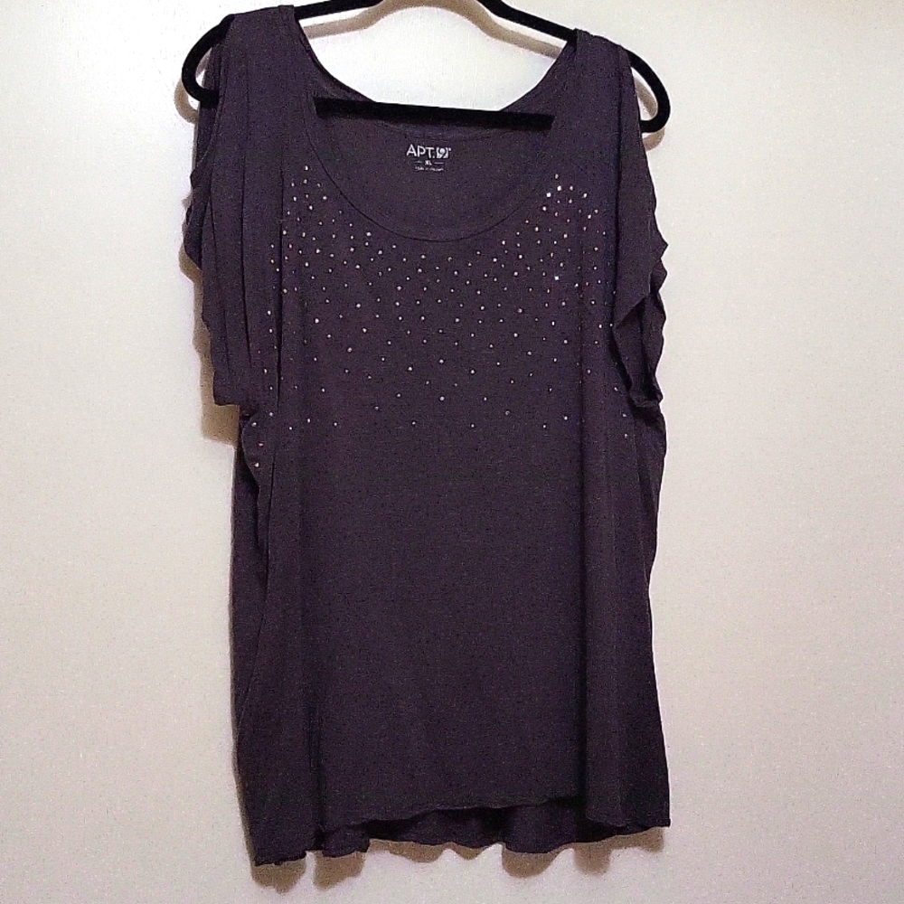 Grey cold shoulder beaded top